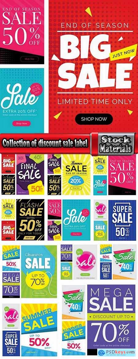 Collection of discount sale label banner flyer invitation card sticker vector image 12 EPS