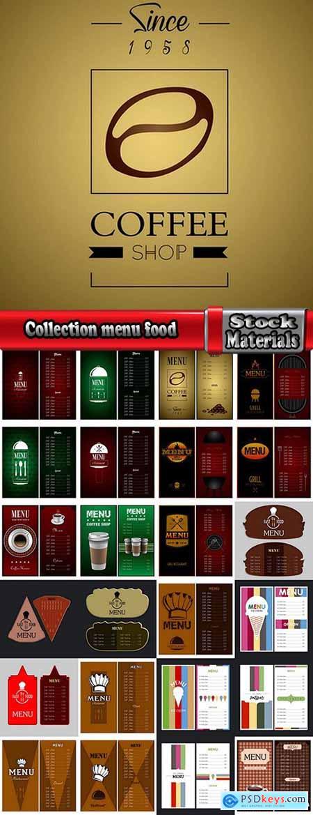Collection menu food fast food cooking meal drink vector image 4-25 EPS