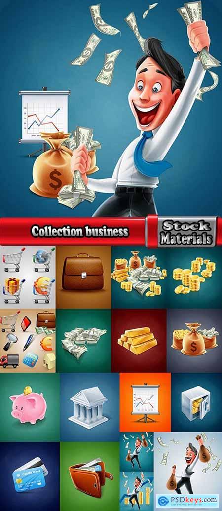 Collection business money realistic picture gold finance bank 18 EPS