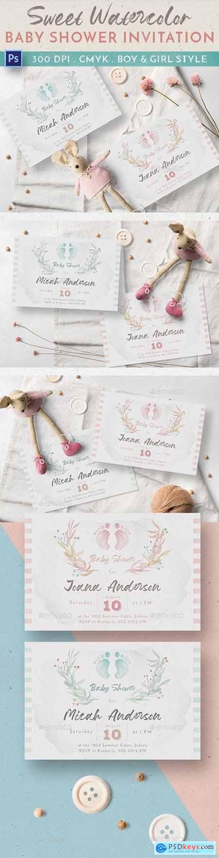 Sweet Watercolor Baby Shower Invitation