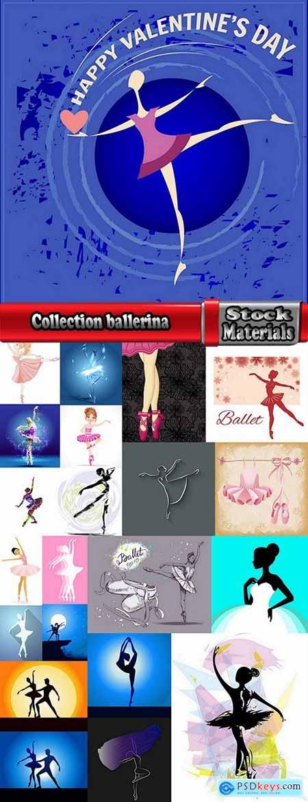 Collection ballerina dance ballet pointe shoes vector image 22 EPS