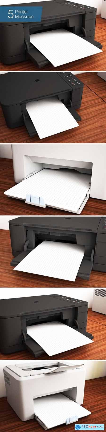 Printer Mockup - 5 Poses