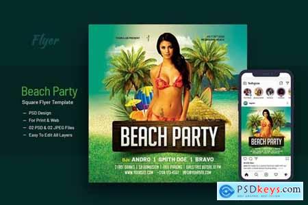 Summer Beach Party Square Flyer V-10