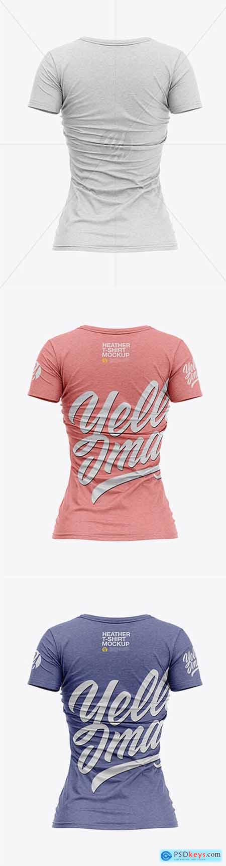 Download Women's Heather Slim-Fit V-Neck T-Shirt Mockup - Back View ...