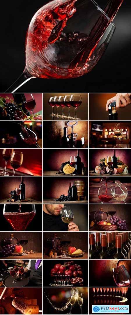 Collection of wine still life Red and white grape garnet glass barrel 25 HQ Jpeg