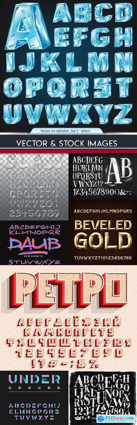 Font alphabet typography design decoration collection 2
