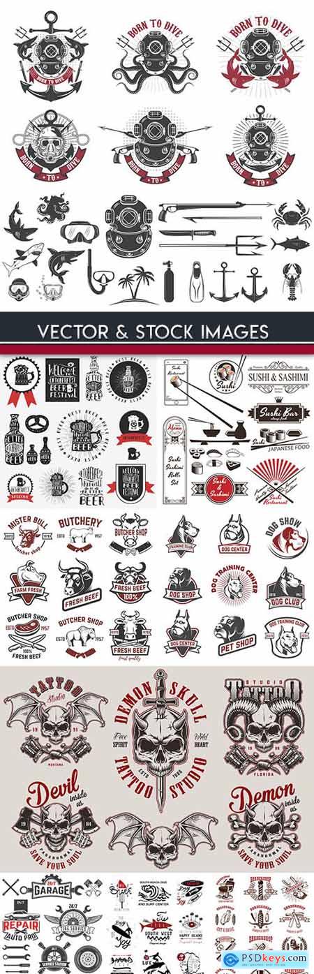 Vintage label and emblem design illustration 12