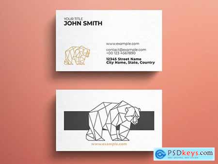 Minimalist Business Card Layout with Geometric Bear Logo