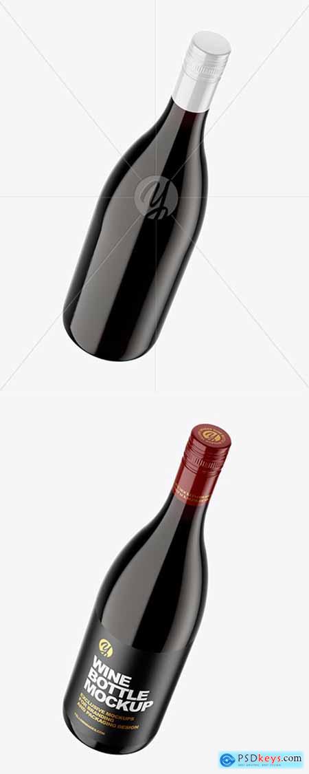 Clear Glass Red Wine Bottle Mockup