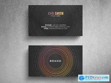 Business Card Layout with Circular Decorative Pattern