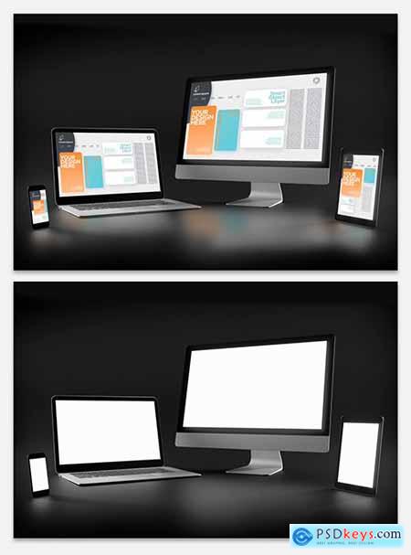 Laptop, Computer, Tablet, and Smartphone Mockup