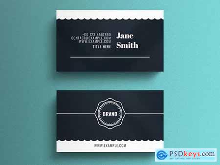 Simple Business Card Layout with Scalloped Edge Accent