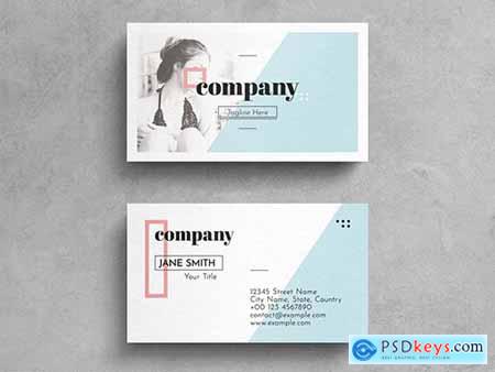 Geometric Pastel Business Card Layout with Photograph Accent