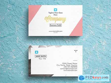 Geometric Pastel Business Card Layout with Photograph Background Accent