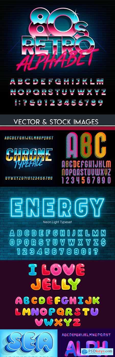 Font alphabet typography design decoration collection