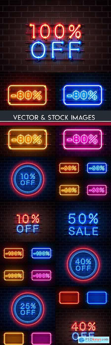 Download Black Friday sale light neon banner and label design ...