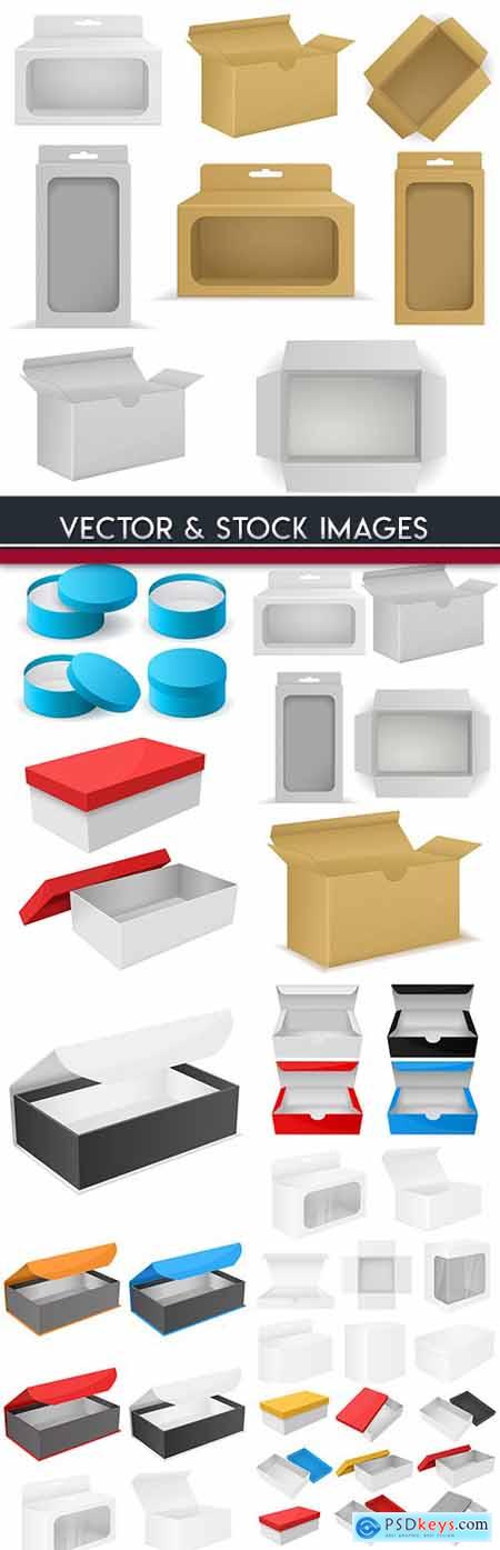3D cardboard boxes and packing collection illustrations