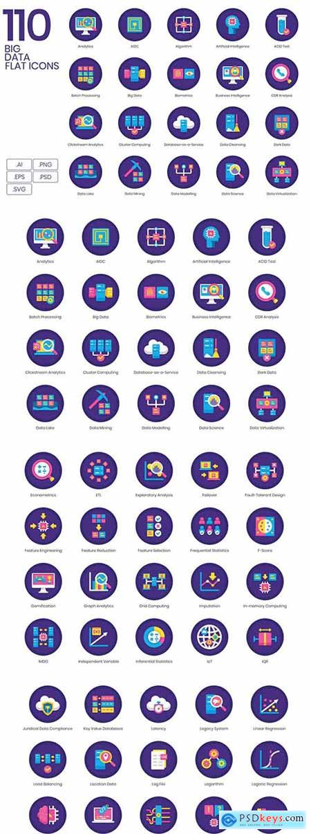 110 Big Data Icons Orchid Series