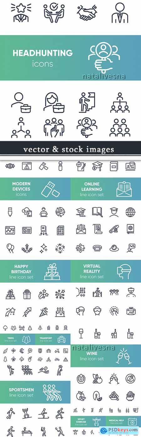 Business line flat icon vector illustration collection 10