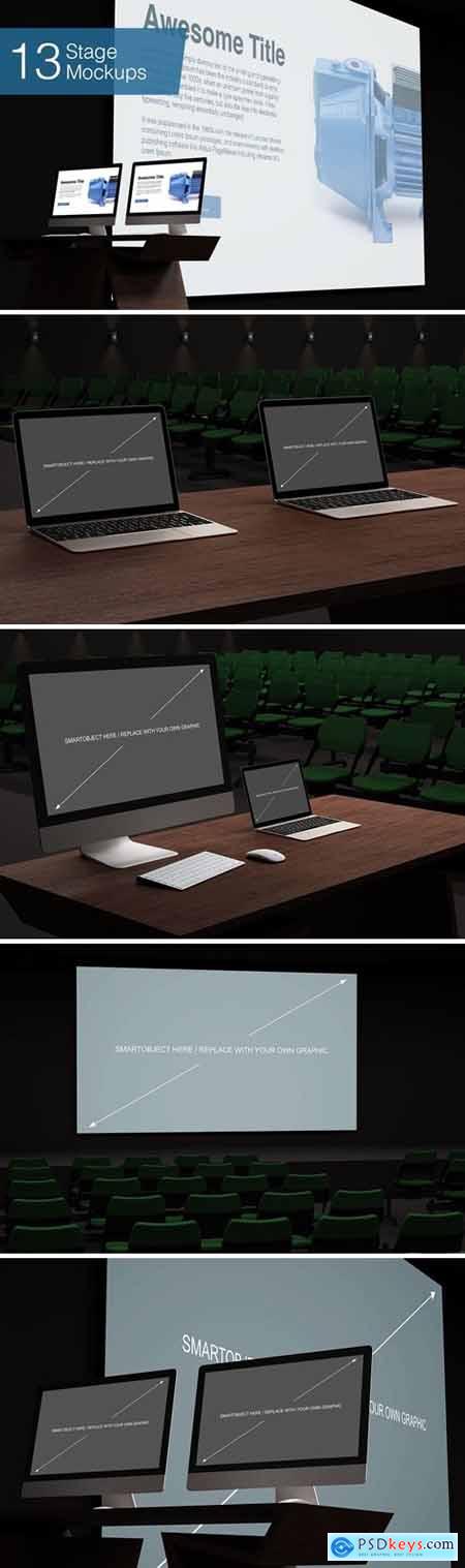 Computer on Stage Mockup - 13 Poses