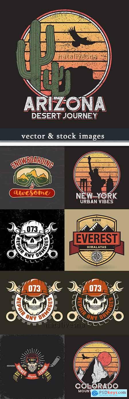 Vintage label and logo design template on clothes