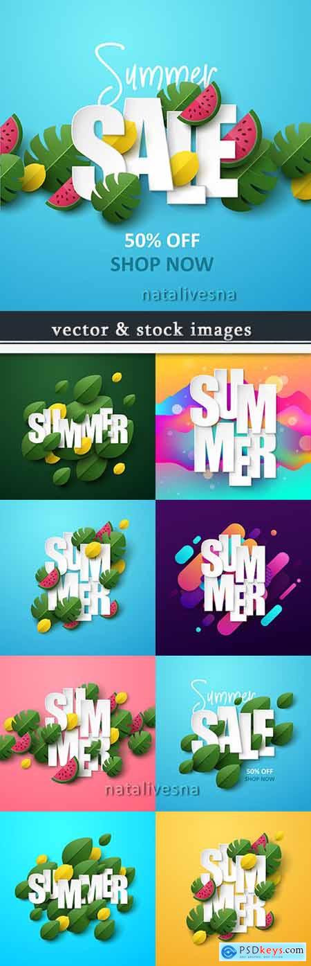 Summer sales and decorative leaves background