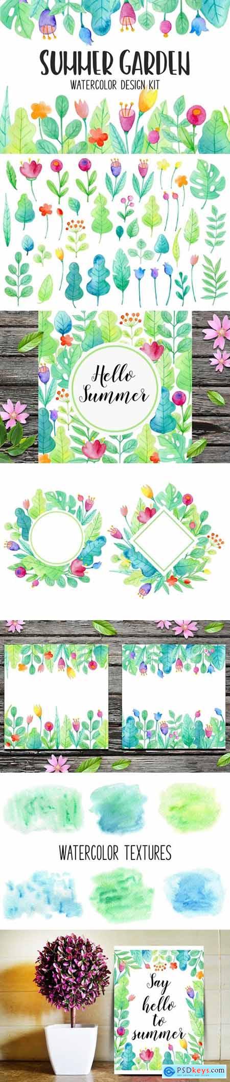 Summer Garden Watercolor Design Kit 3852066