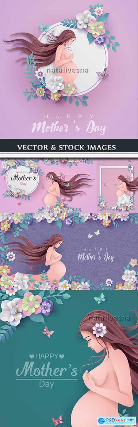 Mother's Day and child gentle flower design illustrations