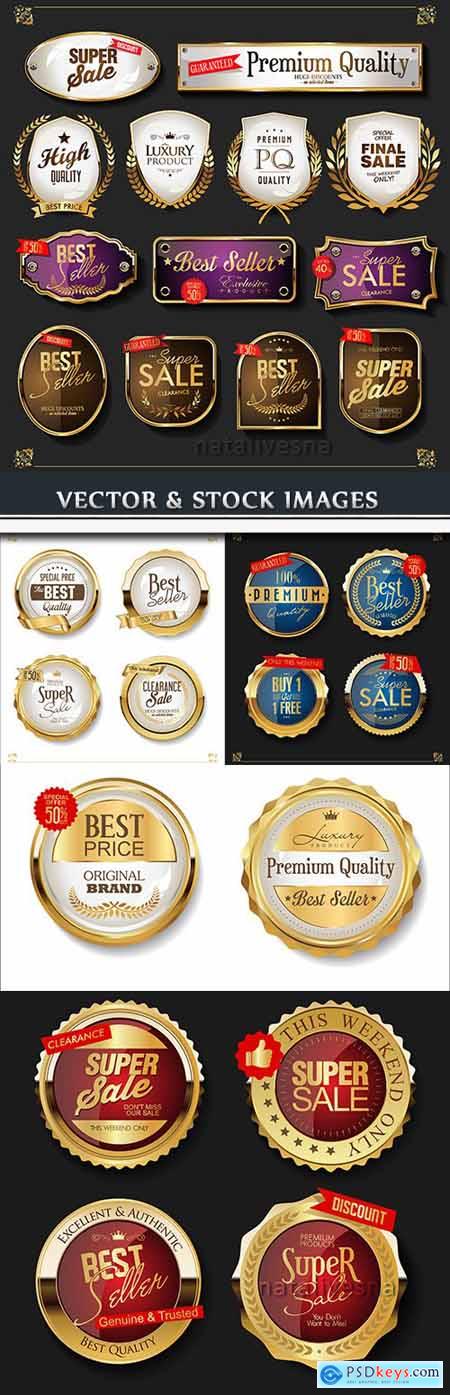 Premium golden labels and badges vintage collection 5