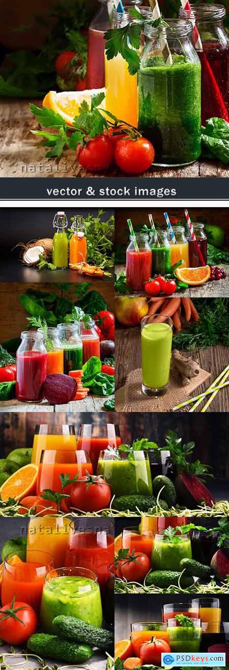 Cocktails and vitamin drinks from fresh fruit and vegetables