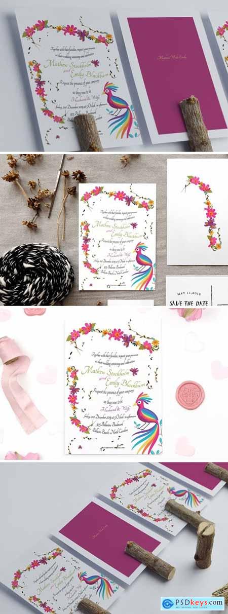 Colourful Floral Wedding Card