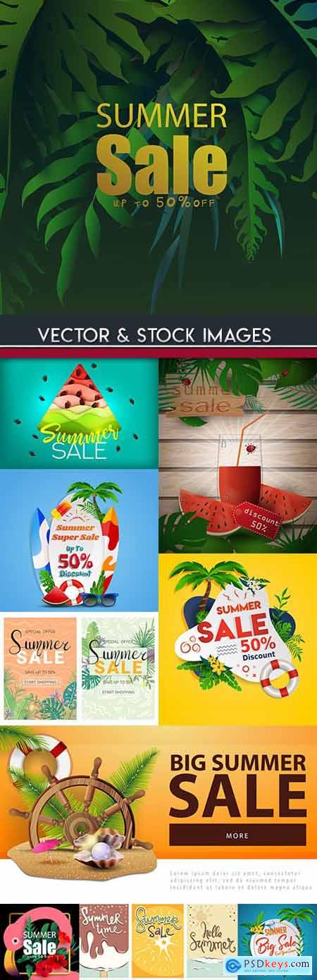 Summer sales and discount holiday banner illustrations 8