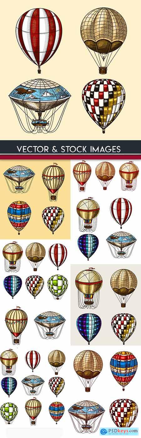 Montgolfier of different flowers and decorative pattern