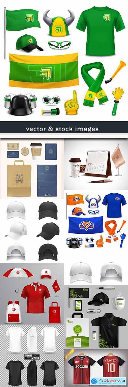Bag, cap, and uniform collection of realistic templates