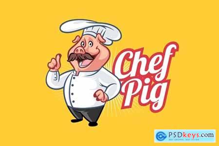 Chef Pig Mascot Logo