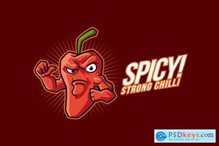 Strong Red Chilli Pepper Mascot Logo