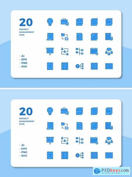 20 Project Management Icons (Lineal Color)