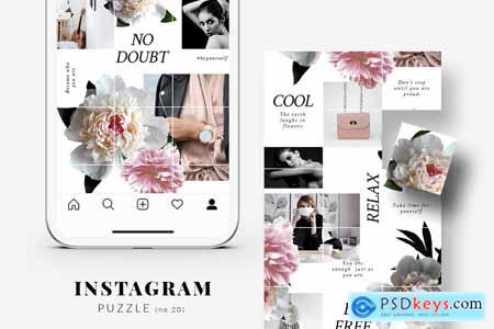 Instagram PUZZLE template - Peonies 3855110