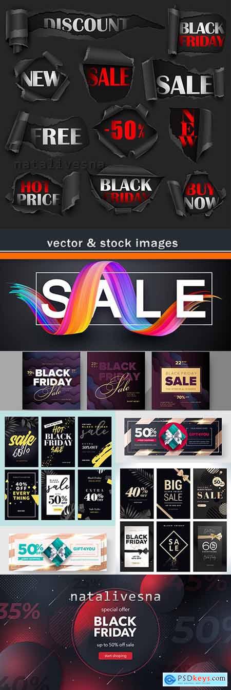Black Friday and sale shopping template card concept 6