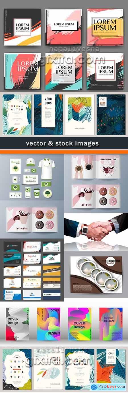 Business templates and business cards set illustrations