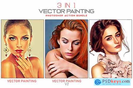 3 in 1 Vector Painting Photoshop Action Bundle