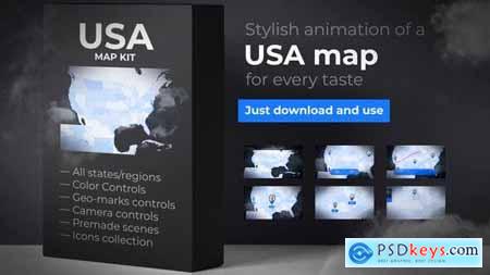 VideoHive USA Map United States of America with States