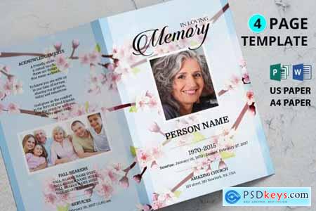 Cherry blossom funeral program template 3588534
