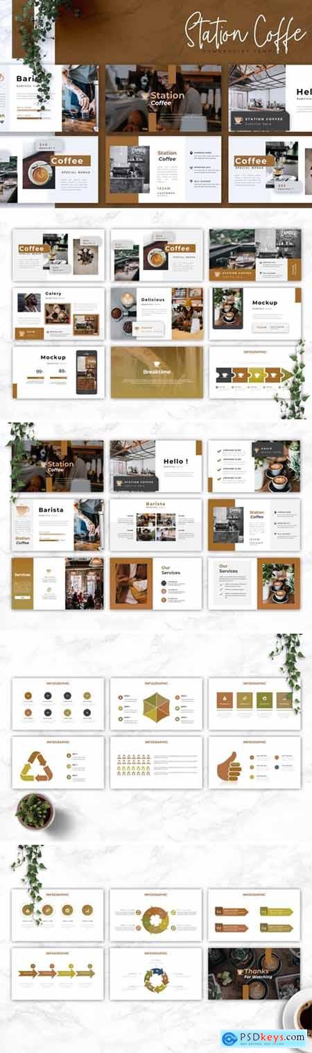 STATION COFFEE - Coffee Shop Powerpoint Google Slides and Keynote Templates
