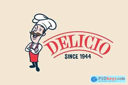 Retro Vintage Cartoon Chef or Cook Mascot Logo