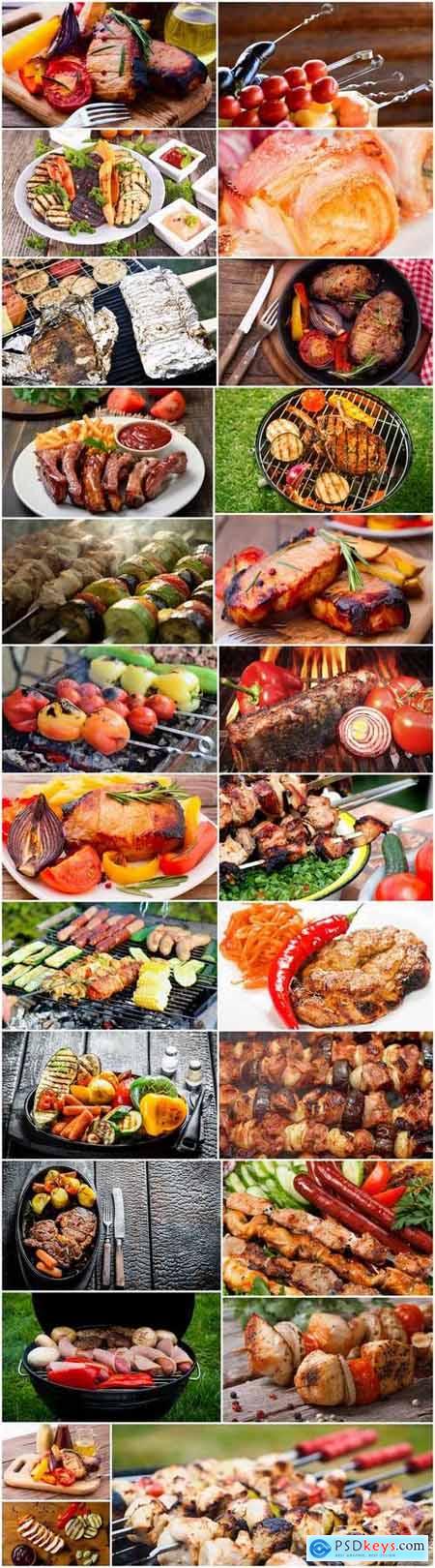 Barbecue grill grilled meat fruit vegetables 25 HQ Jpeg