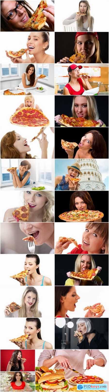 Woman girl eating pizza 25 HQ Jpeg