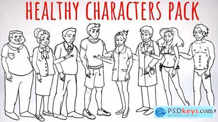 Videohive Healhty Lifestyle - Sport, Fitness, Medicine Characters - Doodle Whiteboard Animation