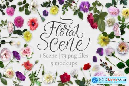 Floral Scene Creator + 5 Mock Ups