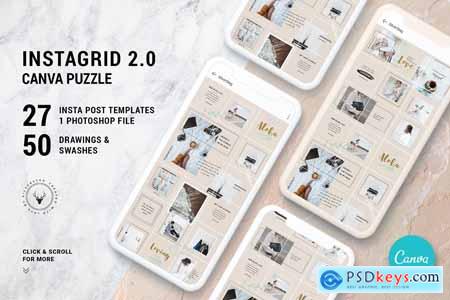 InstaGrid 2.0 Canva Puzzle Template 3877383
